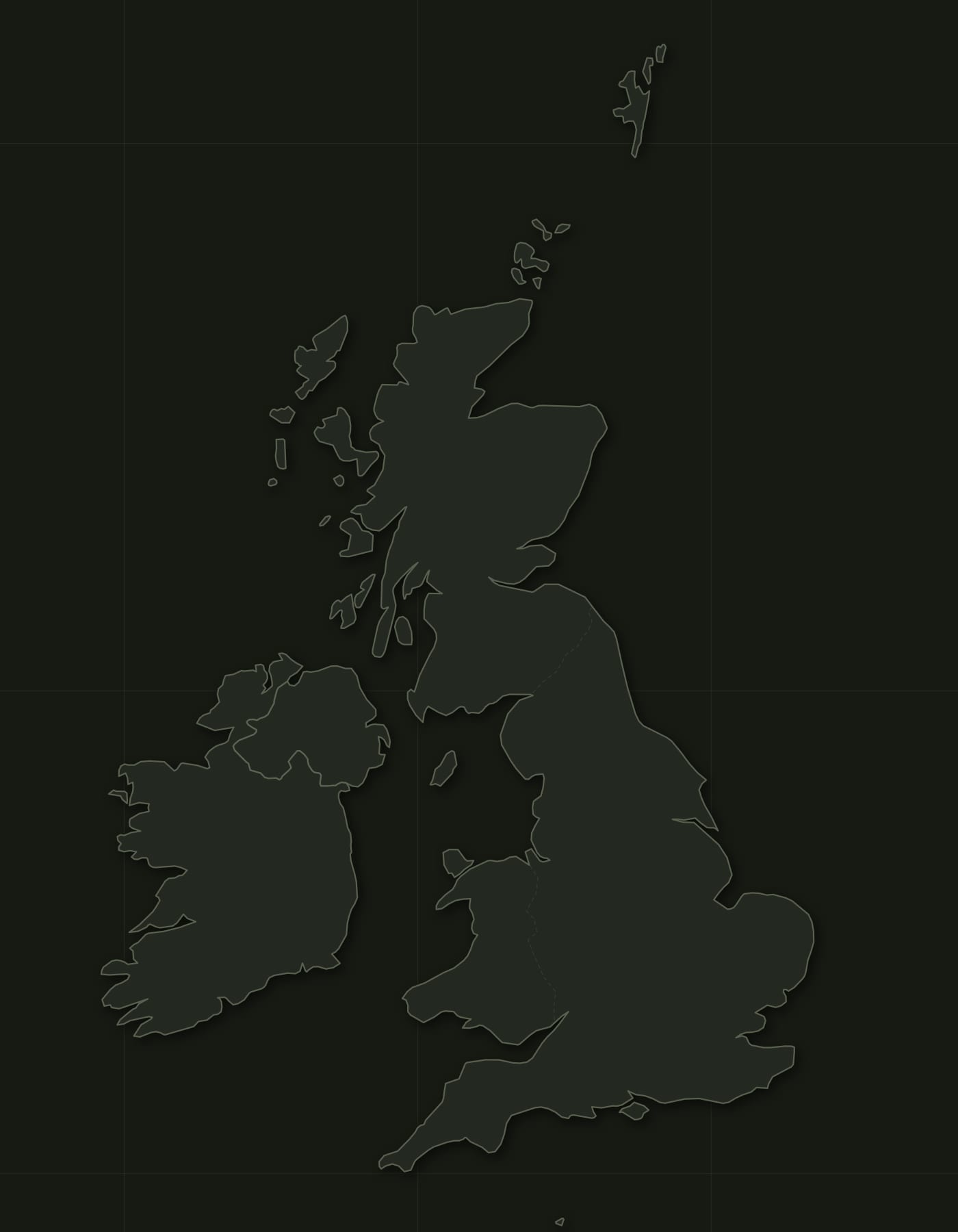 A map of the UK with every verified independent place in the Nearabouts network marked as a coloured dot — clustered densely around the capital cities and coastlines, scattered through the interior.